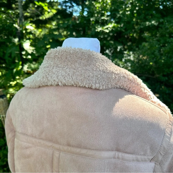 Love Token Natasha Faux Suede Sherpa Moto Jacket Medium - Picture 11 of 12